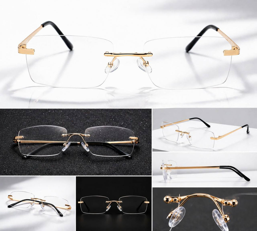 Lunettes Sans Monture Élégance Dorée – Ultra Légères & Premium  ⸻