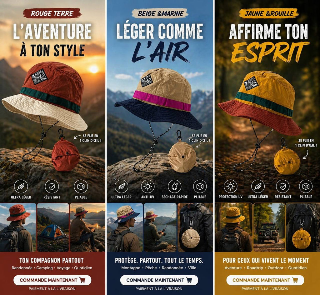 CHAPEAU OUTDOOR 3 EN 1 – LÉGER, PLIABLE & PROTECTION UV