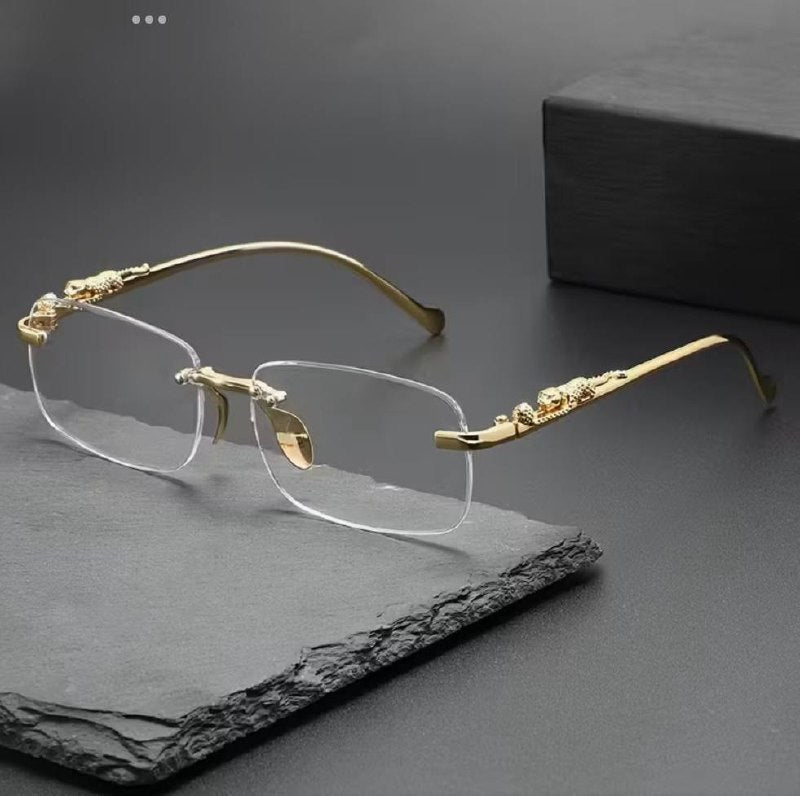 Lunettes Sans Monture – Élégance Minimaliste Dorée